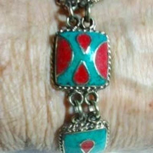 Red Coral & Turquoise Bracelet - Picture 3 of 5